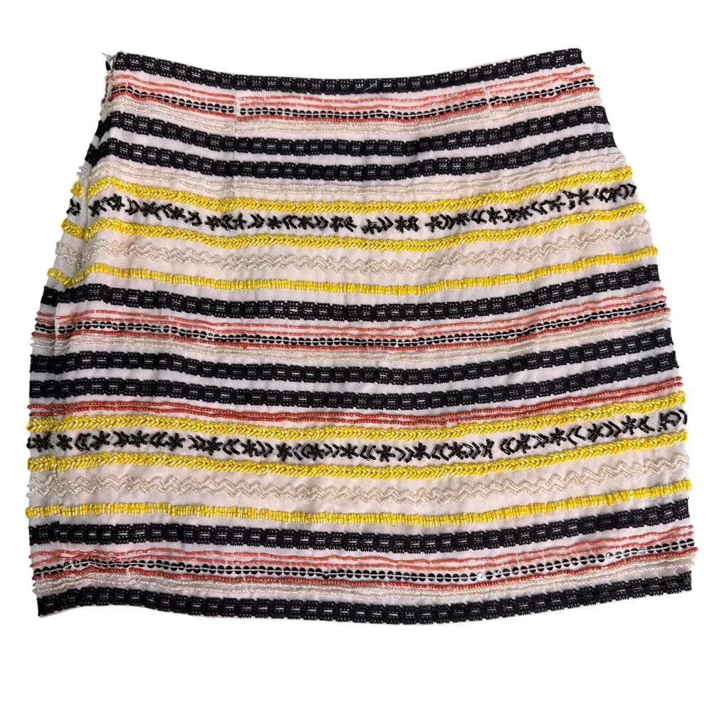 Willow & Clay Anthropologie Women's sz 4 Beaded Mini Skirt Lined Neutral Colors